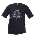 Mushroom Printed Tie-Dye Cotton T-Shirt – Handmade in Nepal | Boho Fashion