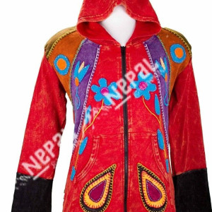 Cotton Rib Hoodie Jacket – Handmade in Nepal | Boho Casual Wear
