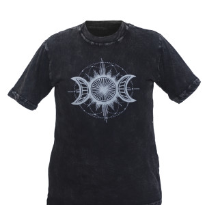 Three Moon Printed Cotton Tie-Dye T-Shirt – Handmade in Nepal | Boho Fashion