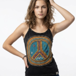 Peace Symbol Women's  Cotton Tank Top  – Handmade in Nepal | Boho Wear
