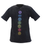 7 Chakras Vertical Print Cotton T-Shirt – Handmade in Nepal | Spiritual Boho Wear