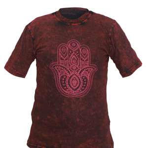Hamsa Printed Cotton T-Shirt – Handmade in Nepal | Boho Fashion
