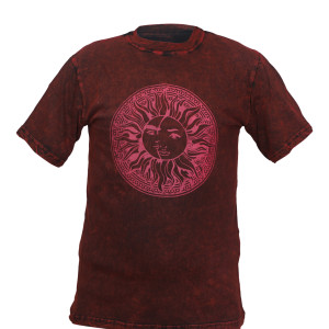 Sun Face Printed Cotton T-Shirt – Handmade in Nepal | Boho Fashion