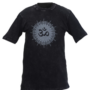 Om Print Cotton T-Shirt – Handmade in Nepal | Boho Fashion