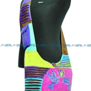 Hand-Embroidered Razor-Cut Shoulder Bag – Handmade in Nepal | Boho Bag