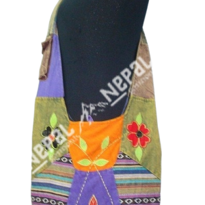 Hand-Embroidered Cotton Shoulder Bag – Handmade in Nepal | Boho Bag
