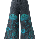 Stonewashed Mushroom Printed Cotton Trousers – Handmade in Nepal | Boho Pants