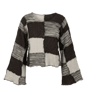 Black & White Women's Patchwork Top – Handmade in Nepal | Boho Fashion