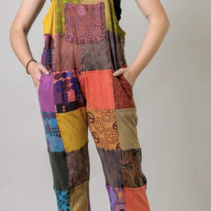 Patchwork Cotton Jumpsuit – Handmade in Nepal | Boho Wear