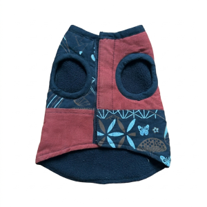 Fleece-Lined Dog Winter Jacket – Patchwork Print Warm Coat