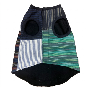 Fleece-Lined Dog Winter Jacket – Striped Patchwork Design | Warm Pet Coat