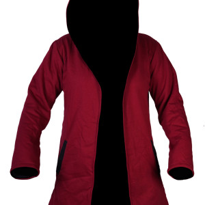 Red Cotton Hoodie  – Handmade in Nepal | Warm Boho Wear