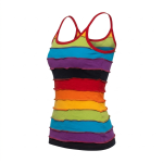 Rainbow Striped Women's Cotton Tank Top – Handmade in Nepal | Boho Hippie Wear