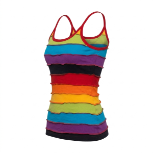 Rainbow Striped Women's Cotton Tank Top – Handmade in Nepal | Boho Hippie Wear