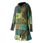 Razor-Cut Patchwork Long Hoodie Jacket – Handmade in Nepal | Boho Wear