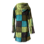 Razor-Cut Patchwork Long Hoodie Jacket – Handmade in Nepal | Boho Wear