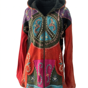 Peace Symbol Cotton Jacket – Handmade in Nepal | Boho Wear