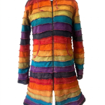 Stonewashed Rainbow Rib Jacket – Handmade in Nepal | Boho Winter Wear