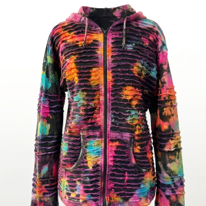 Tie-Dye Razor-Cut Fleece Jacket – Handmade in Nepal | Boho Wear