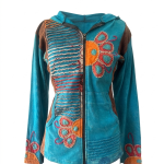 Blue Razor-Cut Hippie Cotton Jacket – Handmade in Nepal | Boho Wear