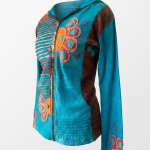 Blue Razor-Cut Hippie Cotton Jacket – Handmade in Nepal | Boho Wear