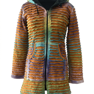Razor-Cut Tie Dye Long Jacket – Handmade in Nepal | Boho Wear