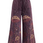 Stonewashed Mushroom Printed Cotton Trousers – Handmade in Nepal | Boho Pants