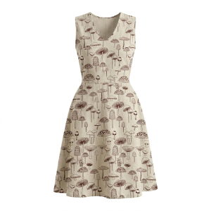 Mushroom Printed Cotton Dress– Handmade in Nepal | Boho Summer Wear