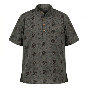 Mushroom Printed Cotton Shirt – Handmade in Nepal | Boho Fashion