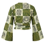 Patchwork Stonewashed Wrap Top – Handmade in Nepal | Boho Fashion