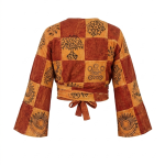 Patchwork Stonewashed Wrap Top – Handmade in Nepal | Boho Fashion