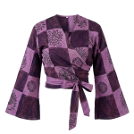 Patchwork Stonewashed Wrap Top – Handmade in Nepal | Boho Fashion