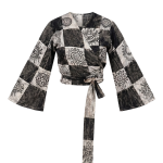 Patchwork Stonewashed Wrap Top – Handmade in Nepal | Boho Fashion