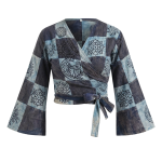 Patchwork Stonewashed Wrap Top – Handmade in Nepal | Boho Fashion