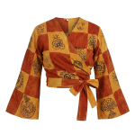 Patchwork Stonewashed Wrap Top – Handmade in Nepal | Boho Fashion
