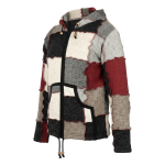 Patchwork Woolen Unisex Hoodie Jacket – Handmade in Nepal | Boho Winter Wear