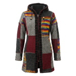 Patchwork Hippie Woolen Women Long Jacket– Handmade in Nepal | Boho Winter Wear