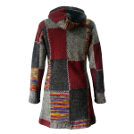 Patchwork Hippie Woolen Women Long Jacket– Handmade in Nepal | Boho Winter Wear