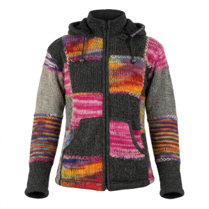 Hippie Patchwork Woolen Jacket– Handmade in Nepal | Boho Winter Wear