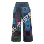 Patchwork Printed Wide Leg Cotton Trouser – Handmade in Nepal | Boho Trousers