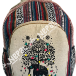 Tree Print Hemp Backpack – Handmade in Nepal | Eco-Friendly Bag