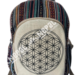 Mandala Print Hemp Backpack – Handmade in Nepal | Eco-Friendly Bag