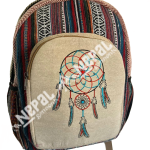 Dreamcatcher Print Hemp Backpack – Handmade in Nepal | Eco-Friendly Bag