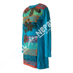 Blue Hand Embroidered Razor-Cut Cotton Dress – Handmade in Nepal | Boho Fashion
