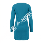 Blue Hand Embroidered Razor-Cut Cotton Dress – Handmade in Nepal | Boho Fashion