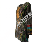Black Razor-Cut Long Sleeve Dress – Handmade in Nepal | Boho Fashion