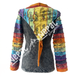 Rainbow Printed Pixie Women Hoodie Jacket – Handmade in Nepal | Boho Winter Wear
