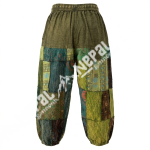Green Patchwork Tie-Dye Trousers – Handmade in Nepal | Boho Pants