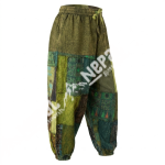 Green Patchwork Tie-Dye Trousers – Handmade in Nepal | Boho Pants