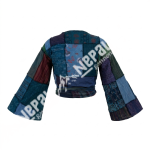 Blue Patchwork Wrap Top – Handmade in Nepal | Boho Style Top